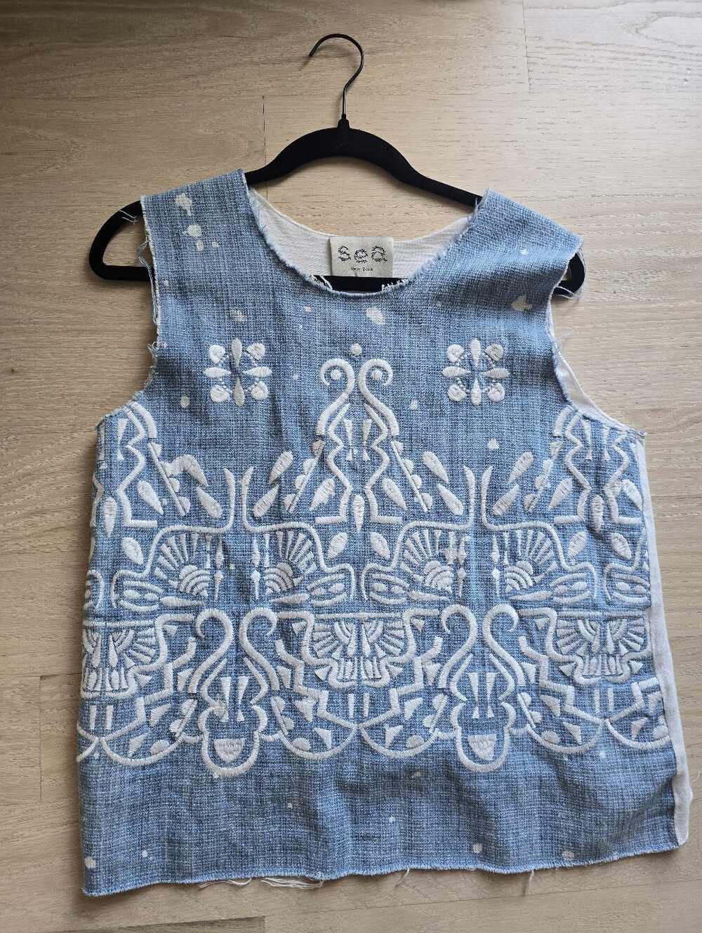 Sea New York Blue and White Embroidered Sleeveless Tank Top